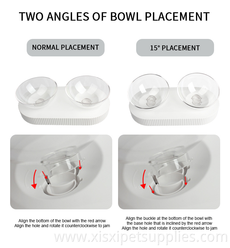 Factory Wholesale Neck Guard 15 Degree Tilted Pet Water Bowl Double Elevated Cat Food Bowls